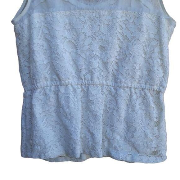 AEO Top Illusion Boho Romantic‎ Sweetheart Lace Neckline Sleeveless Cream Sz XS - Picture 10 of 12